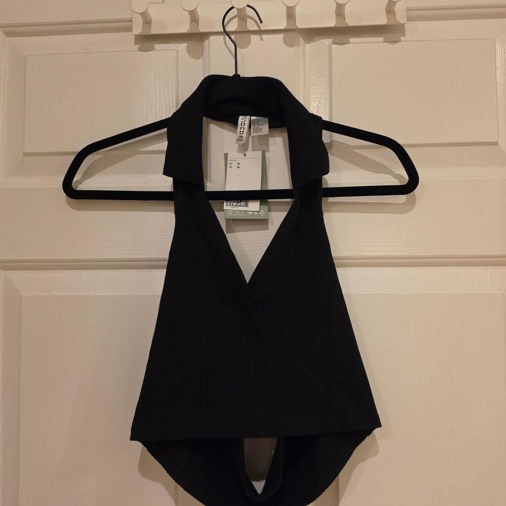 H&M Black Collared Halter Top